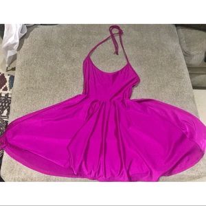AMERICAN APPAREL - MAGENTA HALTER SKATER DRESS